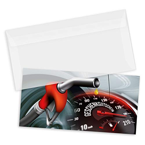 GESCHENKGUTSCHEINcom by POS-HAUER. Gutschein-Set. 100x Gutschein + Kuvert. Für Tankstellen Tanken, blanko zum selber Ausfüllen. von GESCHENKGUTSCHEINcom by POS-HAUER