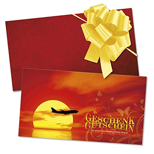 GESCHENKGUTSCHEINcom by POS-HAUER. Gutschein-Set. 25x Gutschein + Kuvert + Schleife. Für Reisen Reiseagentur zum selber Ausfüllen. von GESCHENKGUTSCHEINcom by POS-HAUER