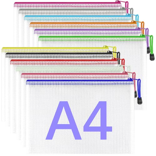 GESDYO 12 Stück A4 Kunststoffhüllen mit Reißverschluss, transparente Kunststoffhüllen mit Reißverschluss, für Dokumente, geeignet für Schule, Büro, Reisen, Zuhause, alle Arten von GESDYO 12 Stück A4 Kunststoffhüllen mit Reißverschluss, transparente Kunststoffhüllen mit Reißverschluss, für Dokumente, geeignet für Schule, Büro, Reisen, Zuhause, alle Arten von von GESDYO