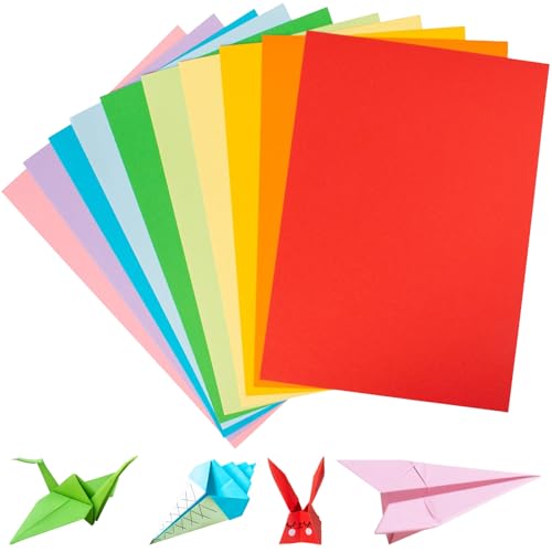GESDYO Farbige A4-Karte, verschiedene Farben, farbiges Kunstpapier, 50 Stück, handgefertigtes Origami-Papier, geeignet für DIY-Origami-Kunst- und Bastelprojekte, bunte Projekte (zehn Farben) von GESDYO