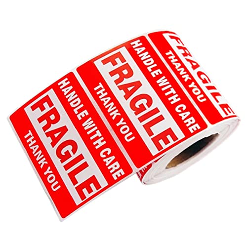 GETAJGHSD 1 Rolle Fragile Etiketten Rolle Selbstklebende Warnaufkleber für Zerbrechliche Pakete Handle With Care für Versand und Umzug von GETAJGHSD