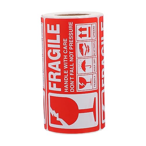 GETAJGHSD 1 Rolle Fragile Sticker Selbstklebende Versandetiketten mit Warnhinweis Hochwertige Haftung für Kartons und von GETAJGHSD