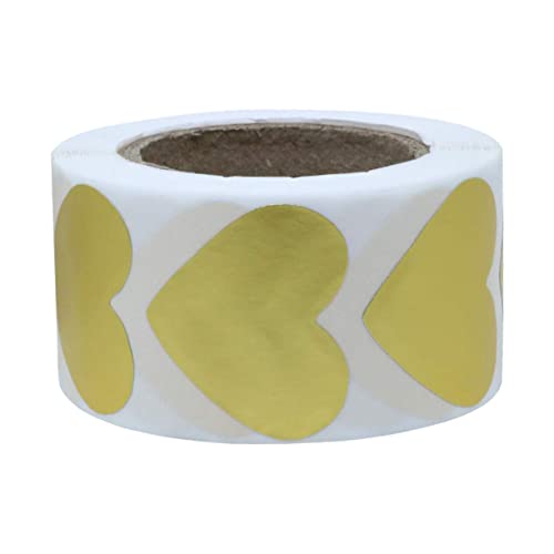 GETAJGHSD 1 Rolle Goldene Herzform Aufkleber Selbstklebende Etiketten für Cookies Bäckereien DIY für Dekoration von GETAJGHSD