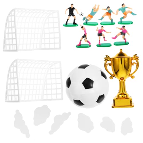 GETAJGHSD 1 Set Fußball Ornamente, Fußballspieler Figur, Sport Cupcake Topper, Fußball Thema, Kuchenaufsatz, Mini Ball, Cupcake Fußballspieler Kuchendekorationen, Wiederverwendbar von GETAJGHSD