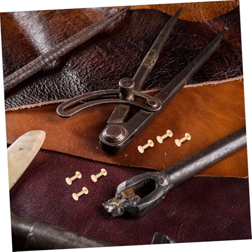 GETAJGHSD 10 Sätze Messing Buchschrauben mit Rundem Flachkopf Schraubnieten für Gürtel und Handtaschen Einfache Montage Langlebige Schraubverbindung für DIY Lederhandwerk und Reparaturen von GETAJGHSD