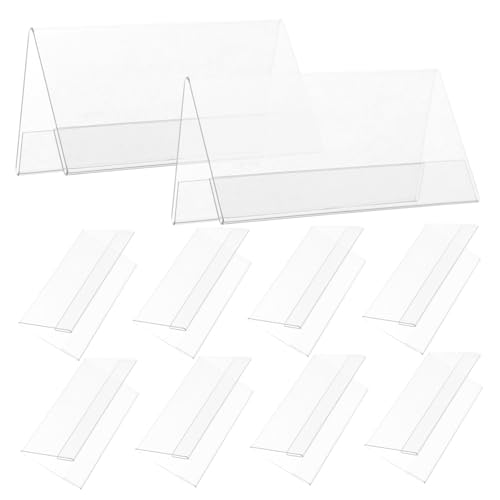 GETAJGHSD 10 Stück Transparente Tisch Namensschilder Für Den Schreibtisch, Lebensmittelschilder, Schreibtisch Namensschilder, Aufkleber, Namenszeltkarten, Trocken Abwischbare von GETAJGHSD