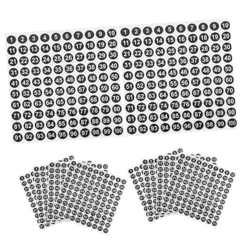 GETAJGHSD 100 Blatt Wasserdichte digitale Aufkleber klebrig Aufkleber Zahlen Vinylzahlen Punkt nummerierte Etiketten Aufkleber Beschriftungen Kupferplattenaufkleber Black von GETAJGHSD