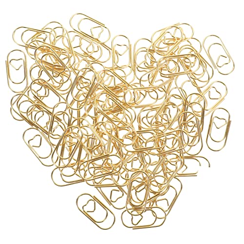 GETAJGHSD 100 Stück Mini Ordnerklammern In Liebesbriefform, Zarte Strickklammern, Büroklammern, Metall Strickklammern, Büroklammern, Mini Clips, Kleine Dokumentklammern, Dokument von GETAJGHSD