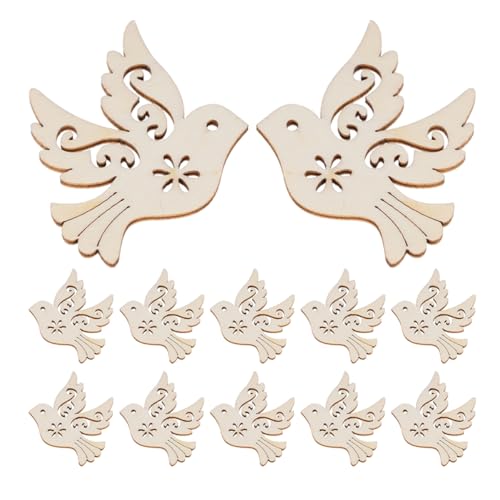 GETAJGHSD 100 Stück Unlackierte Holztauben Ornamente Diy Vögel Formen für Malen und Basteln Natürliche Friedens Taube Hängende Anhänger für Kreative Dekorationen von GETAJGHSD