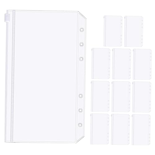GETAJGHSD 12 Stück Binder Reißverschlusstaschen, Visitenkartentaschen, Binder Taschen, Dekorative Binder Taschen, Binder Reißverschlusstaschen, Binder Taschen Für Lose Blätter, Transparente von GETAJGHSD
