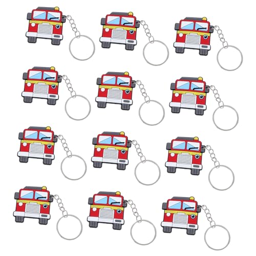 GETAJGHSD 12 Stück Feuerwehr Schlüsselanhänger Feuerwehrmann Party Mitgebsel für Kindergeburtstag Feuerwehrauto Dekoration Geschenkideen für Goody Bags und Feierlichkeiten von GETAJGHSD