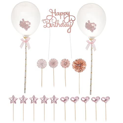 GETAJGHSD 17 Stück Teiliges Happy Birthday Torten Set Dekorative Cake Topper für Geburtstagsfeiern Roségold PU für Kreative Kuchendekorationen und Unvergessliche GETAJGHSD 17 Stück Teiliges Happy Birthday Torten Set Dekorative Cake Topper für Geburtstagsfeiern Roségold PU für Kreative Kuchendekorationen und Unvergessliche von GETAJGHSD