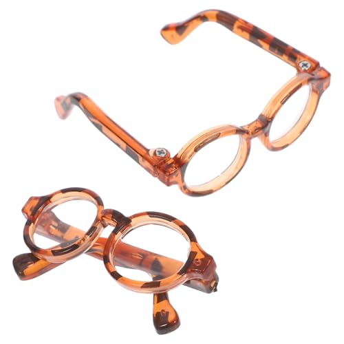 GETAJGHSD 2 Paar Mini Brillen Puppenzubehör Puppenbrillen Puppen Lesebrillen Brillen Für Puppen Kleine Brillen Puppenbrillen Brillen Modepuppen Anziehpuppen Leopardenmuster von GETAJGHSD