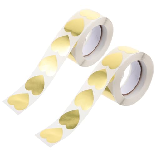 GETAJGHSD 2 Rollen Herzförmige Runde Klebeetiketten Selbstklebende Versiegelungsetiketten für DIY Projekte und Verpackungen für Hochzeit Valentinstag und Partys von GETAJGHSD