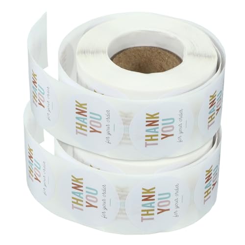 GETAJGHSD 2 Rollen Runde Dankeschön Aufkleber Selbstklebende Verpackungsetiketten für Boxen und Tüten Dekorative Thank You Sticker Einfache Anwendung ohne Rückstände von GETAJGHSD