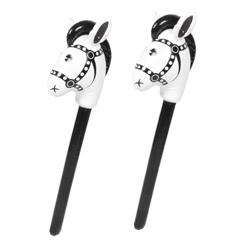 GETAJGHSD 2 Stück Aufblasbarer Pferdestock, Steckenpferde, Aufblasbares Tierstockspielzeug, Aufblasbares Cowgirl Party Pferdetrainingsstock, Aufblasbarer Stock, Pferdeballon, Pferdekopf, von GETAJGHSD