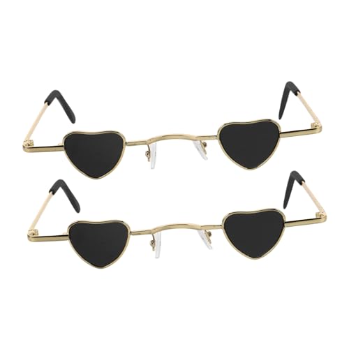 GETAJGHSD 2stücke Mini Herz Sonnenbrille Trendige Hip Hop Uv-schutzbrillen Für Damen Und Herren Für Partys Reisen Und Alltag Quirky Design Mit Kleinem Rahmen GETAJGHSD 2stücke Mini Herz Sonnenbrille Trendige Hip Hop Uv-schutzbrillen Für Damen Und Herren Für Partys Reisen Und Alltag Quirky Design Mit Kleinem Rahmen von GETAJGHSD