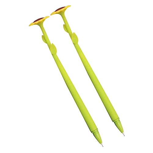 GETAJGHSD 2 Stück Teiliges Gelstifte Sonnenblume Niedliche Cartoon Schreibstifte für Schüler Flexibler Kunststoff Kugelschreiber für Schule Büro Notizen und Zeichnungen Grün von GETAJGHSD