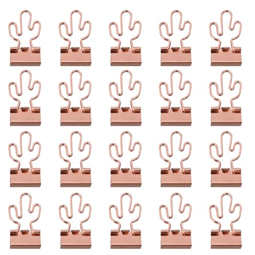 GETAJGHSD 20 Stück Teiliges Metall binder Clips in Roségold Cactus Stabile Büroklammern für Akten Dokumente und Papiere Vielseitig Einsetzbar für Büro Schule und Zuhause von GETAJGHSD