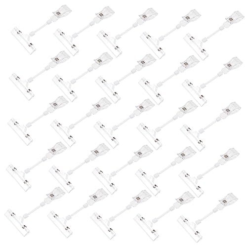 GETAJGHSD 25 Stück Drehbarer Preisschildhalter Clip Doppelter Etikettenclip für Warenanzeige Transparent und Wiederverwendbar für Supermarkt und Verkaufsaktionen von GETAJGHSD