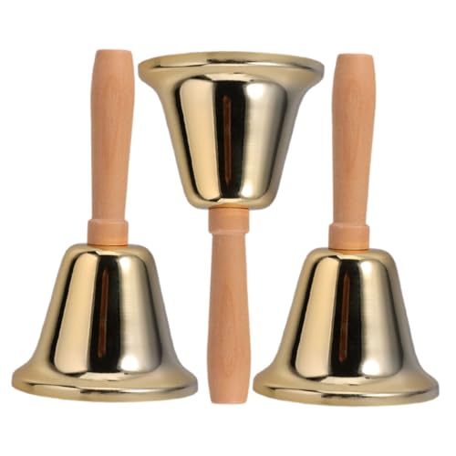 GETAJGHSD 3 Stück Handglocken aus Metall mit Holzgriff Vielseitige Klingel für Senioren Unterricht Veranstaltungen und Dinner Lauter für Zuhause und Unterwegs von GETAJGHSD