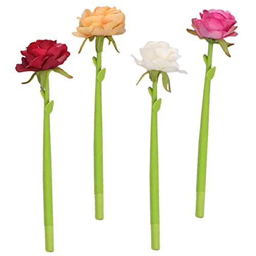 GETAJGHSD 4 Stück Simulierter Rosenstift, Floraler Kugelschreiber, Blumenstift, Künstliche Rosenstifte, Ausgefallene Stifte Für Frauen, Lebensechte Rosenstifte, Rote Rosenstifte, Neuartige von GETAJGHSD