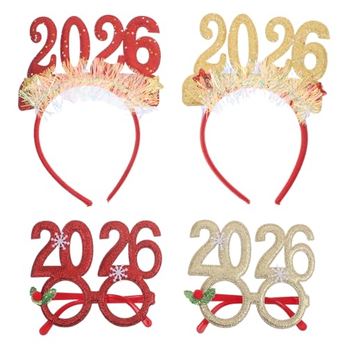 GETAJGHSD 4 Stück Teiliges Neujahrs Haarband und Partybrille mit Glitzer und Pailletten für Festliche Anlässe für Silvester Feiern und Feiertagsdeko GETAJGHSD 4 Stück Teiliges Neujahrs Haarband und Partybrille mit Glitzer und Pailletten für Festliche Anlässe für Silvester Feiern und Feiertagsdeko von GETAJGHSD