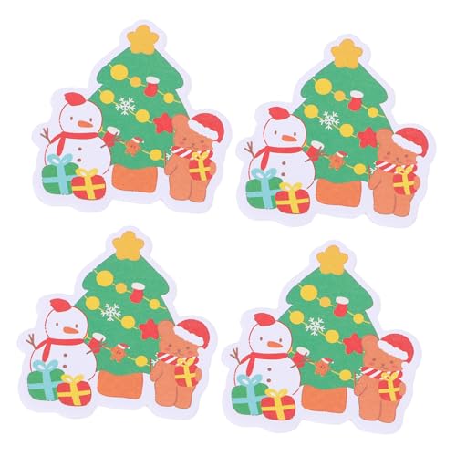 GETAJGHSD 4 Tagebuch Christmas Weihnachten Für Unique Mit Paper Selbstklebende Haftnotizbücher Weihnachtsmann Zerreißbarem Adorable Design Schneemann Of Winter Haftnotizen Tearable Tab von GETAJGHSD