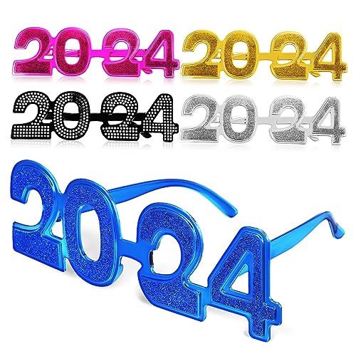 GETAJGHSD 5 Stück Neujahrs Partybrille Stylische Dekorationsbrille Gold Silber Blau Schwarz und für Partys und Abschlussfeiern Robustes Design mit Elektroplattierung von GETAJGHSD