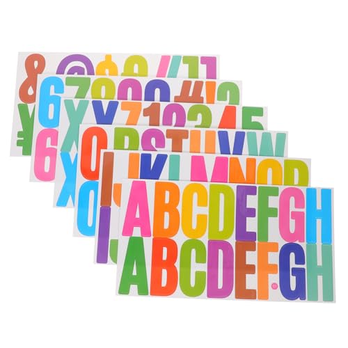 GETAJGHSD 6 Blätter Bunte Selbstklebende Buchstaben und Zahlen Aufkleber Wasserfeste Alphabet Sticker für Diy Dekoration von Flaschen Mobiltelefonen und von GETAJGHSD
