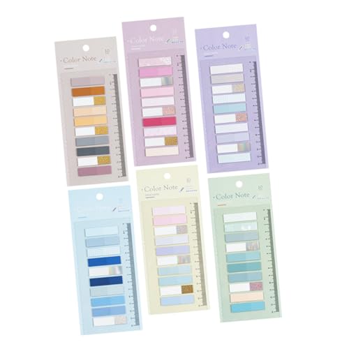 GETAJGHSD 6 Sätze Farbige Haftnotizen Tabs DIY Index Marker für Bücher Notizen und Lesen pro Praktisch für Schule und Büro Transparente Klebezettel Langlebig und Einfach zu Verwenden von GETAJGHSD