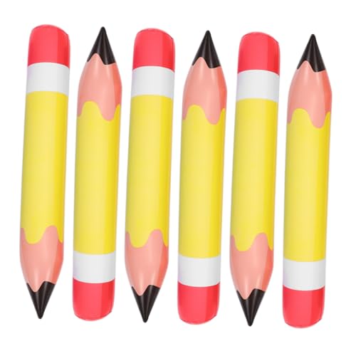 GETAJGHSD 6 Stück Aufblasbare Bleistiftballons aus PVC für Rückkehr zur Schule Dekoration für Klassenzimmer und Geburtstagsfeiern Große Strapazierfähige und Leichte Bleistift Deko von GETAJGHSD