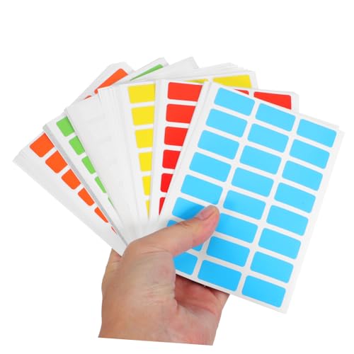 GETAJGHSD 6er Packungen Bunte Aufkleberetiketten Selbstklebende Beschreibbare Rechteckige Sticker Weiß Rot Blau Gelb Grün und Orange für Organisation und Markierung von GETAJGHSD