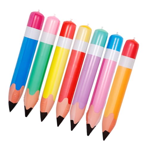GETAJGHSD 7 Stück Giant Inflatable Pencil Deko Teiliges PVC Bleistift für Schulanfang Bunte Wand und Deckenhängedekoration Kinderfreundlich Langlebig und Auffällig von GETAJGHSD