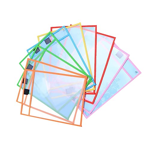 GETAJGHSD 8 Stück Teiliges Wiederverwendbare Dry Erase Pockets PVC Transparente Hüllen für Schule Büro und Zuhause und Schmutzabweisend für Vorlagen und Arbeitsblätter Zufällige Farbe von GETAJGHSD