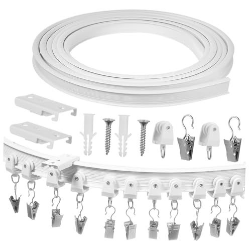 GETAJGHSD Biegsame Deckenvorhangschiene Flexibles Vorhangschienenset Für Raumteiler Mit Edelstahlklemmen Installieren Geeignet Für Verschiedene Vorhänge Und Fensterkonfigurationen von GETAJGHSD