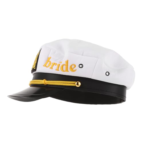 GETAJGHSD Braut Kapitänsmütze Nautische Hochzeit Mütze für Junggesellinnenabschied Brautparty Hut aus Gewebtem Stoff Accessoire für Besonderen Tag von GETAJGHSD