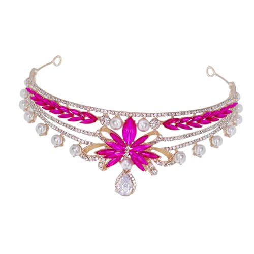 GETAJGHSD Brautkrone Strass-haarband Für Frauen Elegante Hochzeit Mit Perlen Glitzer Für Hochzeiten Geburtstage Abschlussbälle Und Besondere Anlässe Roségold von GETAJGHSD