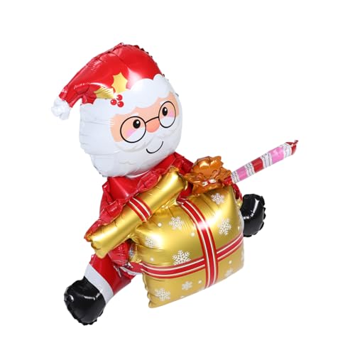 GETAJGHSD Weihnachtsmann-ballon Mit Ballons Dekoration Weihnachtsfeier Ballon Dekoration Karikatur Ballondekoration Party Selbst Erwachsene Schnee Für Dekorationen Golden Aluminiumfolie von GETAJGHSD