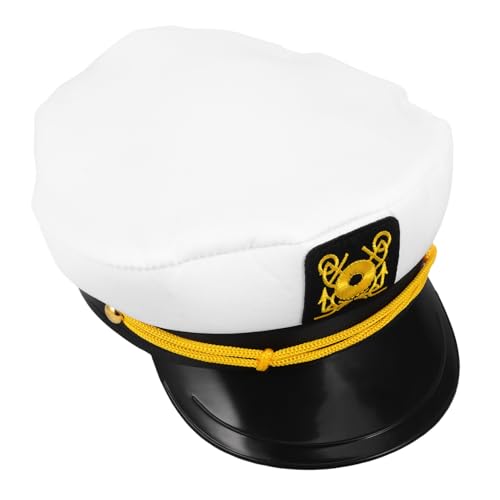 GETAJGHSD Weißer Kapitänshut für Damen und Herren Verstellbare Matrosenmütze für Kostüme Outdoor Partys und Reisen UV Schutz mit Breiter Krempe und Atmungsaktivem Material GETAJGHSD Weißer Kapitänshut für Damen und Herren Verstellbare Matrosenmütze für Kostüme Outdoor Partys und Reisen UV Schutz mit Breiter Krempe und Atmungsaktivem Material von GETAJGHSD