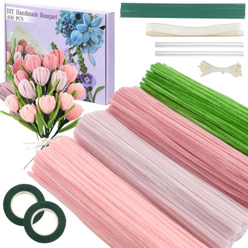 GETBSTOOP 420 Stück Rohrreiniger Bastelset, Großpackung mit Blumen-Rohrreinigern for DIY Blumenarrangements, Chenille-Drähte for kreative Bastelprojekte for Kinder und Erwachsene GETBSTOOP 420 Stück Rohrreiniger Bastelset, Großpackung mit Blumen-Rohrreinigern for DIY Blumenarrangements, Chenille-Drähte for kreative Bastelprojekte for Kinder und Erwachsene von GETBSTOOP