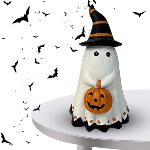 GETBSTOOP Halloween Niedliche Geister Kürbis Statue Halloween Dekoration Harz Mini Geister Kürbis Figur Horror Gruselige Geister Statue Tischdekoration for Geschäft Schlafzimmer Wohnzimmer von GETBSTOOP