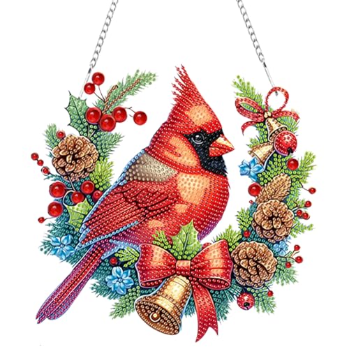 GETBSTOOP Weihnachten Acrylic Special Form Art Hanging Anhänger einseitig Diamantmalerei Hängende Anhänger 5D Diy Malerei Punkte Anhänger for Gartenfensterdekoration von GETBSTOOP