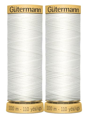 2 x 100 m Gütermann Garn aus 100 % natürlicher Baumwolle, weiß, gebündelt von GetInStyle Shop von GETINSTYLE SHOP