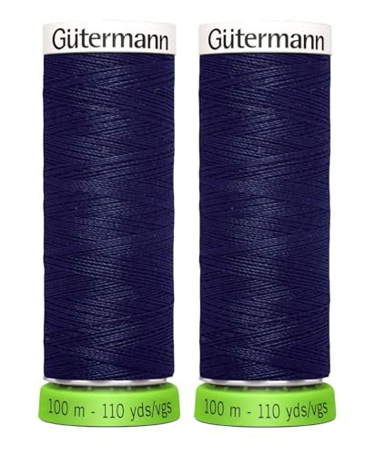 2 x 100 m Gütermann Nähgarn, 100 % recyceltes Polyester, Marineblau 310, gebündelt von GetInStyle Shop von GETINSTYLE SHOP