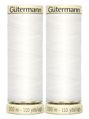 2 x 100 m Gütermann Nähgarn aus Polyester für Hand- oder Maschinennähen, Weiß 800, gebündelt von GetInStyle Shop 2 x 100 m Gütermann Nähgarn aus Polyester für Hand- oder Maschinennähen, Weiß 800, gebündelt von GetInStyle Shop von GETINSTYLE SHOP