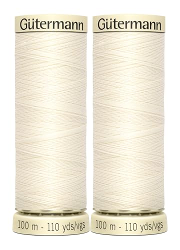 2 x 100 m Gütermann Nähgarn aus Polyester für Hand- oder Maschinennähen, elfenbeinfarben 001, gebündelt von GetInStyle Shop 2 x 100 m Gütermann Nähgarn aus Polyester für Hand- oder Maschinennähen, elfenbeinfarben 001, gebündelt von GetInStyle Shop von GETINSTYLE SHOP
