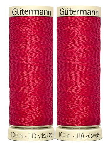 2 x 100 m Gütermann Nähgarn aus Polyester für Hand- oder Maschinennähen, karminrot 0156, gebündelt von GetInStyle Shop von GETINSTYLE SHOP