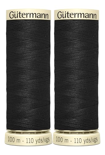 2 x 100 m Gütermann Nähgarn aus Polyester für Hand- oder Maschinennähen, schwarz, gebündelt von GetInStyle Shop von GETINSTYLE SHOP