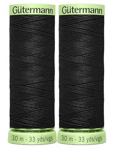 2 x 30 m Gütermann Top Stitch extra starkes Polyestergarn für Hand- oder Maschinennähen, schwarz 000 - gebündelt von GetInStyle Shop von GETINSTYLE SHOP